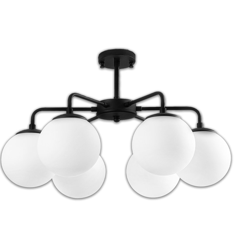 Lustre 6 lumières, Noir, Blanc