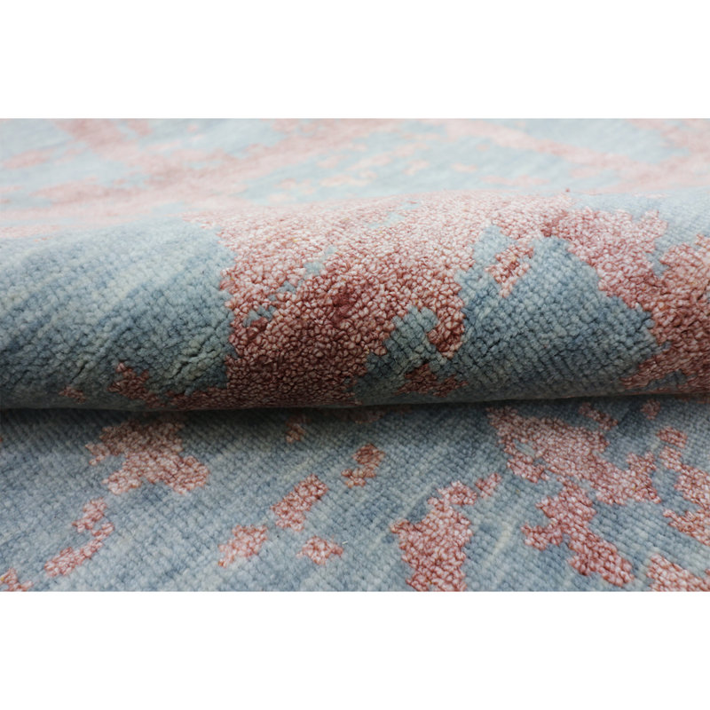 Gingham Area Rug in Blue/Copper, Rectangle 9' x 12'