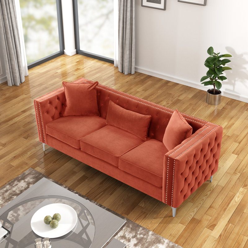 Canapé Chesterfield Marvine, Orange