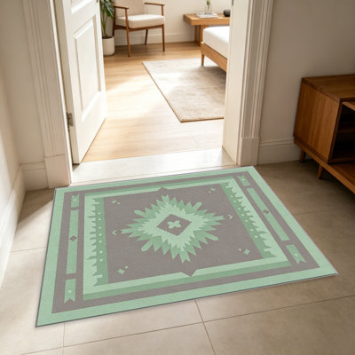 Tapis Sage Taupe Boho Star à motif géométrique pour le salon, doux et confortable, convient à toutes les saisons, facile à entretenir, tapis de sol intérieur lavable à la machine, sous la table de ferme convenant à la chambre à coucher, à la salle à manger, au bureau, au balcon, au patio de décoration intérieure