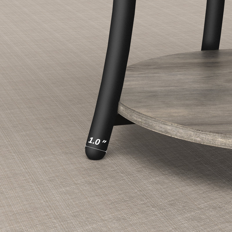 Ensemble de tables de bout rondes 2 pièces avec ports de charge USB, Gris délavé