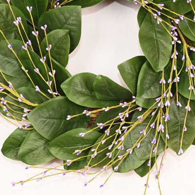 Couronne de feuilles de magnolia artificielle 24 po 24 po