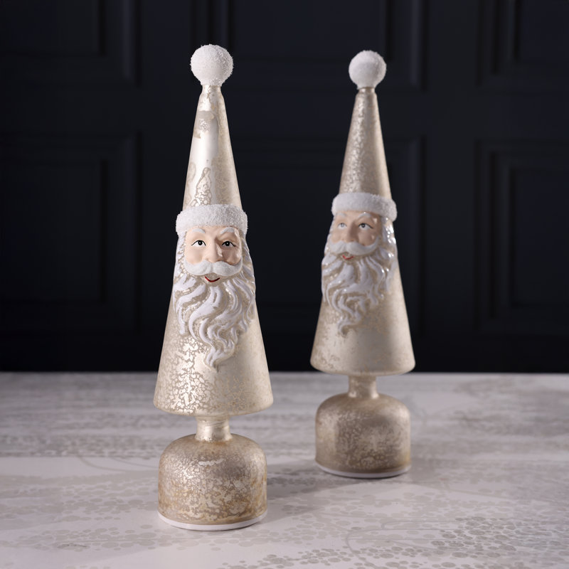 LED Rotating Santa Glass Tabletop Tree