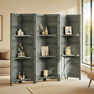 6 Panel Folding Room Divider Screen Privacy Screen Freestanding