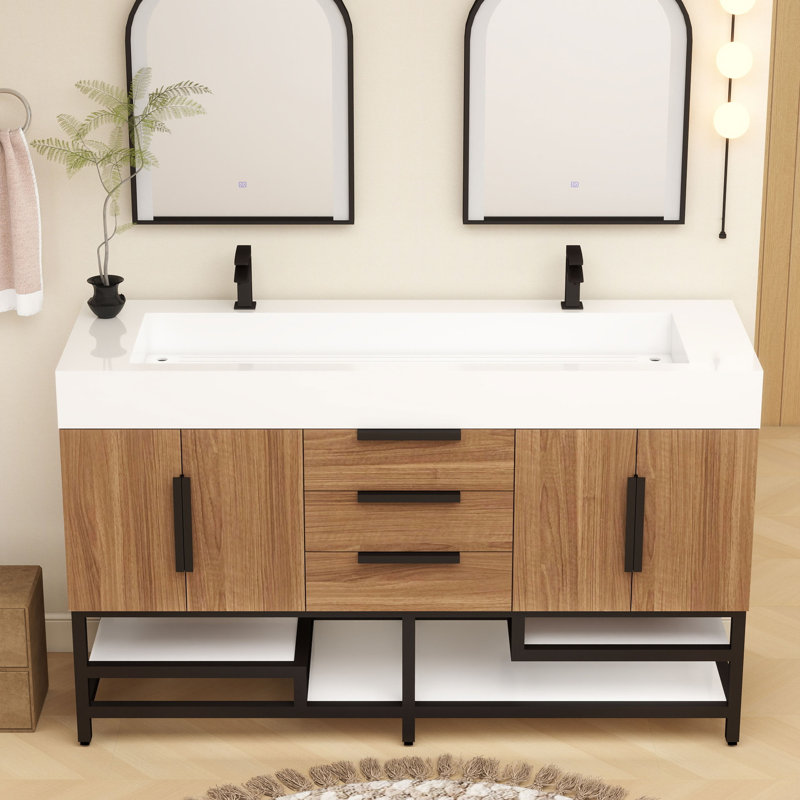 Meuble-lavabo sur pied simple 60 po Jessica, Bois