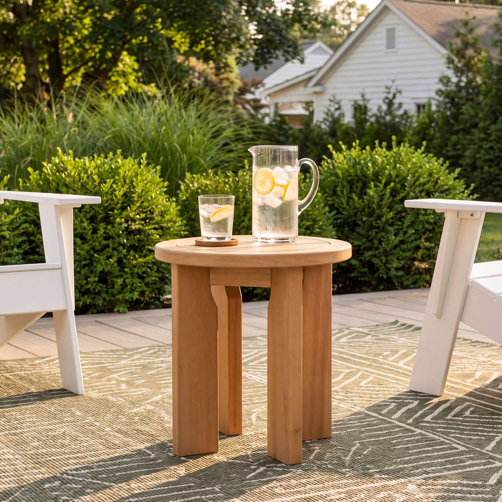Dewey 15" Eucalyptus Patio Side Table, Natural