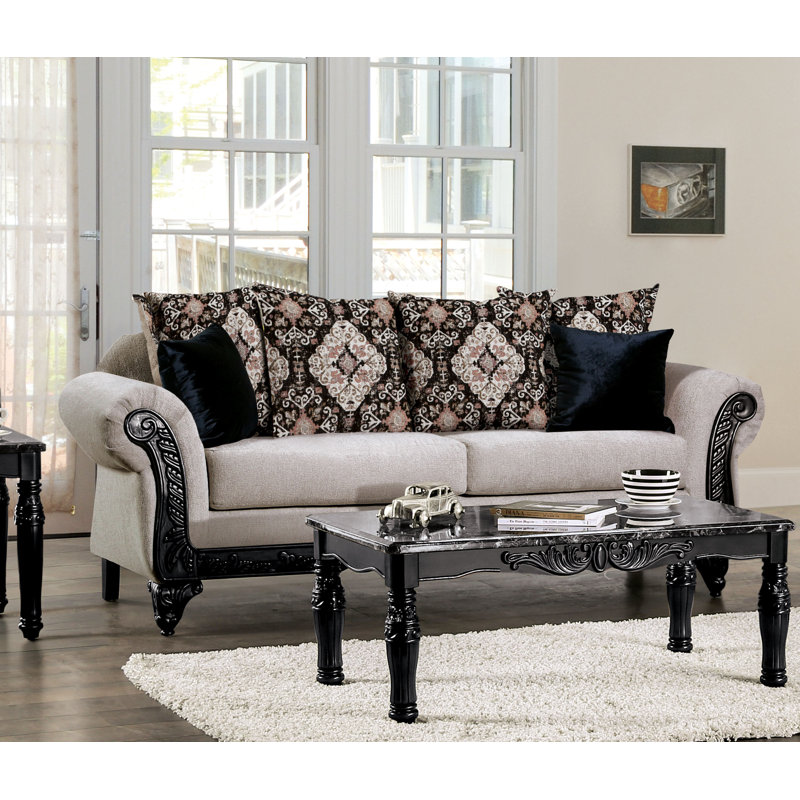 Ravenwood Upholstered 90'' Sofa, Brown, Black