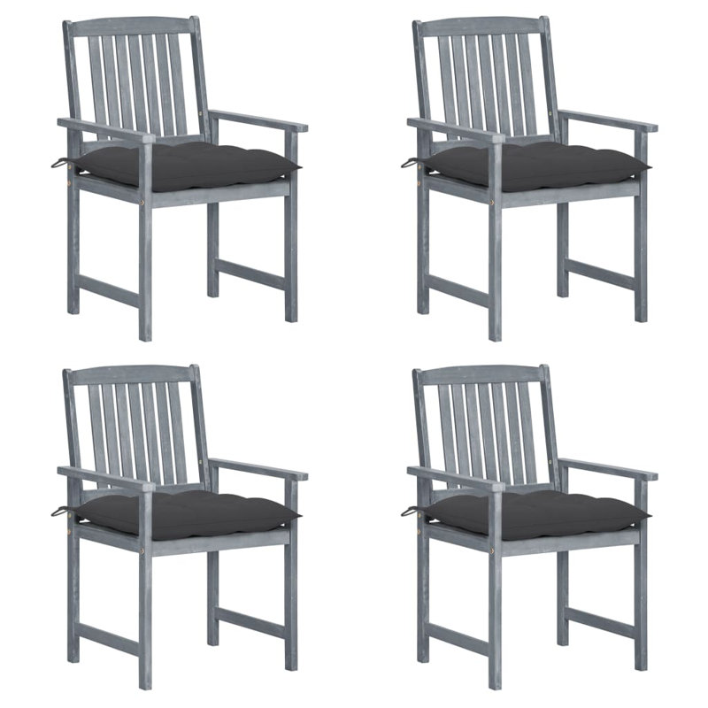 Chaise de patio avec coussins Dederang, gris, Gris anthracite