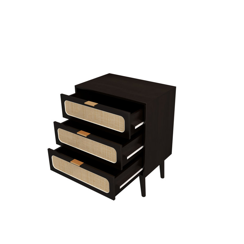 Table de chevet en bois manufacturé Chamblin, Noir