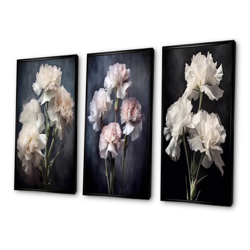 Noir, blanc, œillet, nuances foncées, Cadre flottant noir, H 32 po x l 48 po