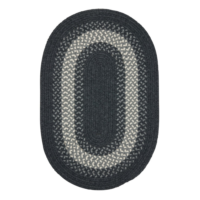 Tapis gris anthracite / gris en laine tissé à la main Athenia, Ovale 3 pi x 5 pi