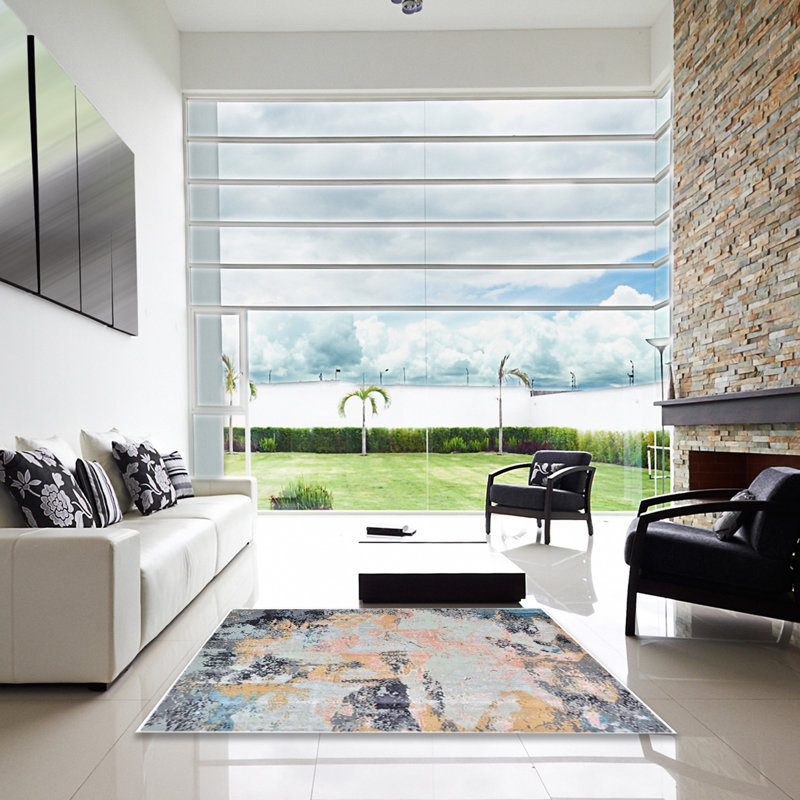 Tapis ivoire / gris Burtt, Carré 4 pi