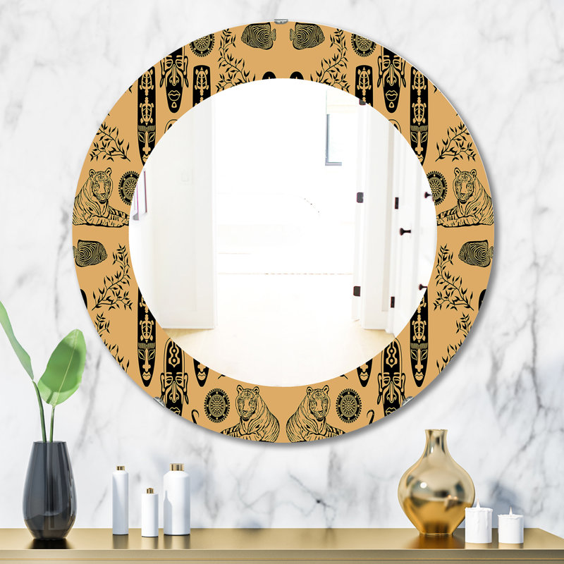 Masque ethnique - miroir bohémien et éclectique, H 31,5 po x l po