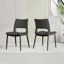 Ensemble de 2 chaises de salle à manger modernes en cuir de polyuréthane gris minimaliste, avec un dossier confortable, un support de pieds en métal, convenant aux restaurants, aux cuisines et aux bureaux.
