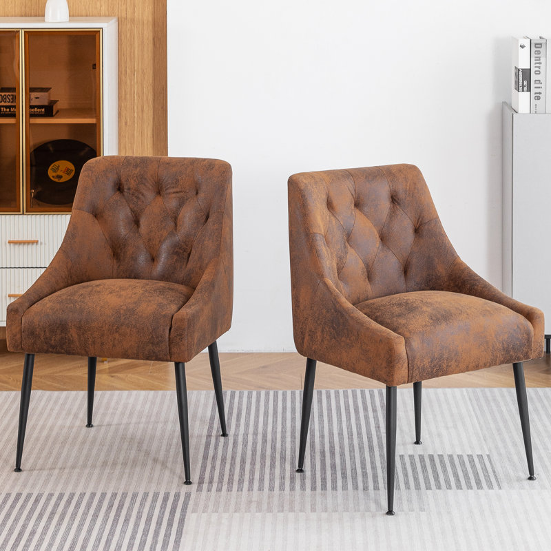 Chaises de salle à manger, chaises de salle à manger de style Mid-Century revêtues de similicuir, Café