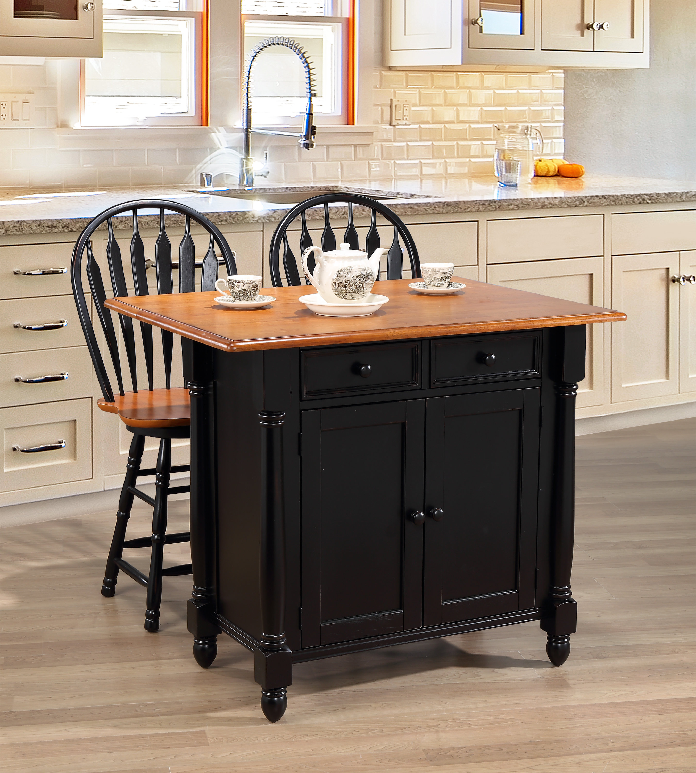 One Allium Way® Azizi Solid Wood Kitchen Island Set & Reviews | Wayfair