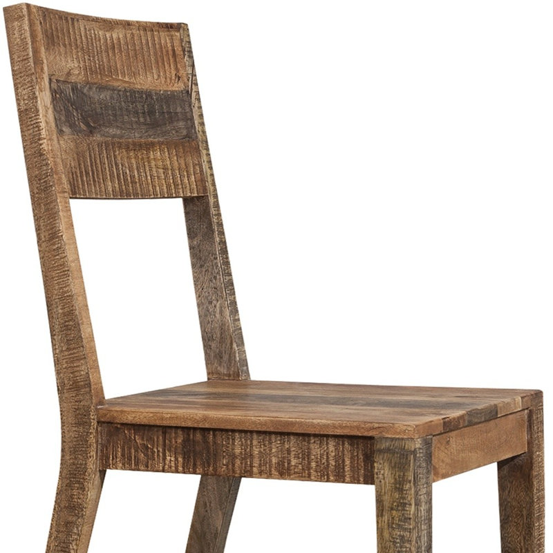Chaise d’appoint à dossier en échelle en bois massif Geren brun clair