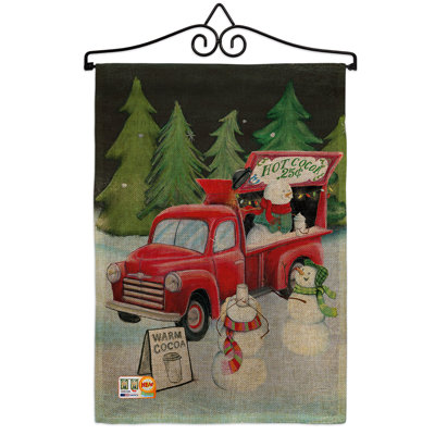 Noël de noël en polyester pour 2 côtés 19 x 13 po snow ensemble de drapeau