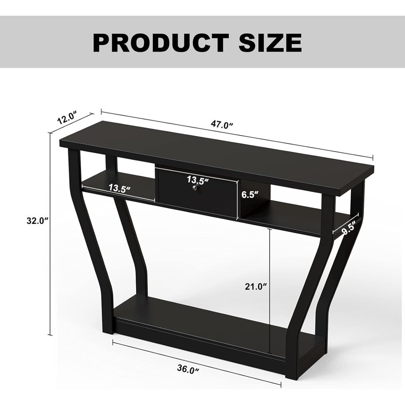 Modern Wooden Entryway Table With Drawer And Shelf, Multi-Functional Sofa Table For Living Room, Hallway, And Office