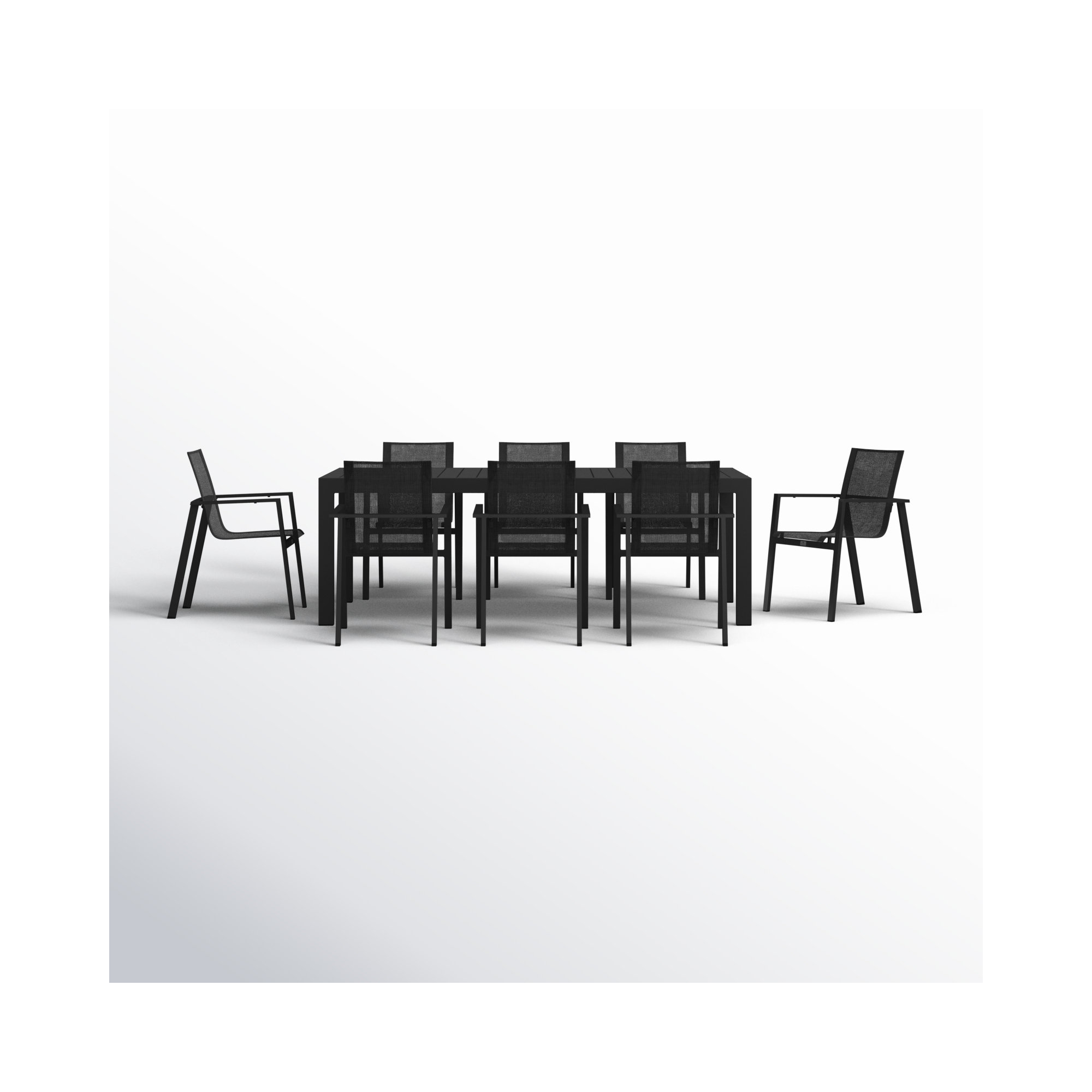 Benston 86.5'' Rectangular 8 - Person Outdoor Dining Set, Black