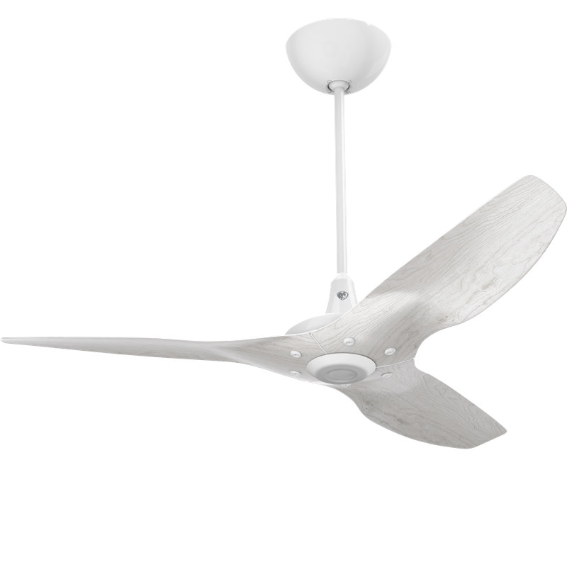 Haiku Smart Downrod Ceiling Fan, 52 inches, White with Driftwood Blades