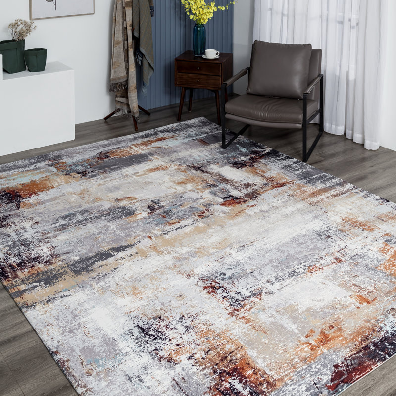Lismore Abstract Area Rug in Gray, Novelty 7'9" x 9'9"