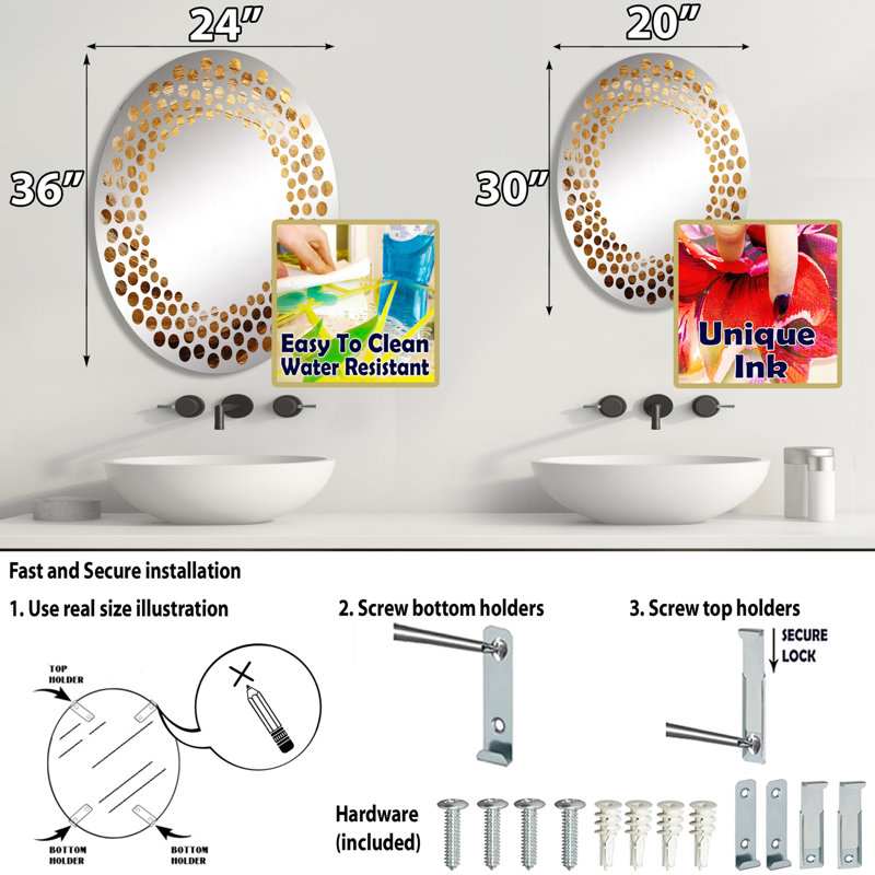 Miroir mural brun à motif de moka en spirale II - MIR106021 O, L 20 po x H 30 po