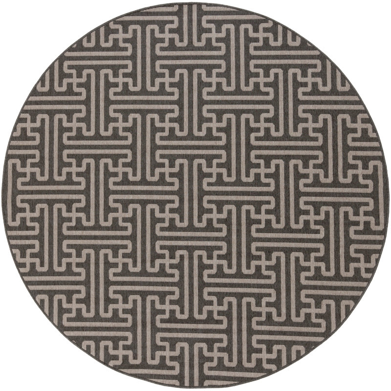 Amick Geometric Indoor / Outdoor Rug, Round 5'3"