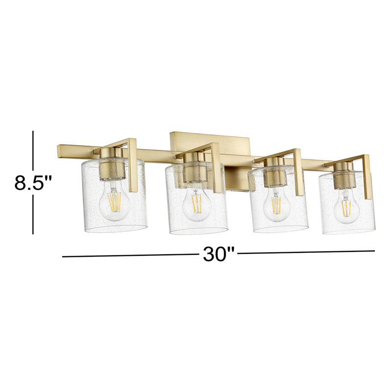 Four-Light Clear Seeded Aged Brass Vanity