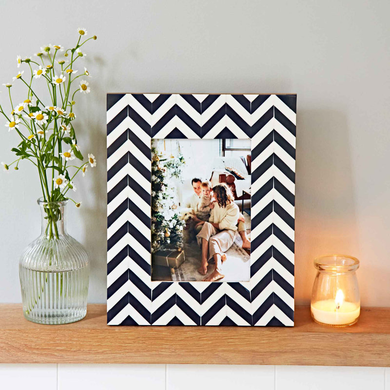 Neha Navy Chevron Patterned Photo Frame, 5" x 7"
