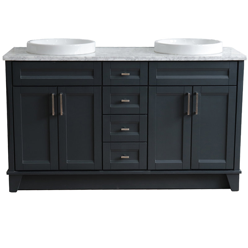 Nickolai 61'' Double Bathroom Vanity with Top, White