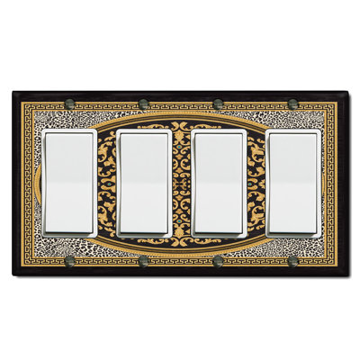 Elegant Animal Carpet Rug Print Nature Themed 4 - Gang Rocker Standard Wall Plate