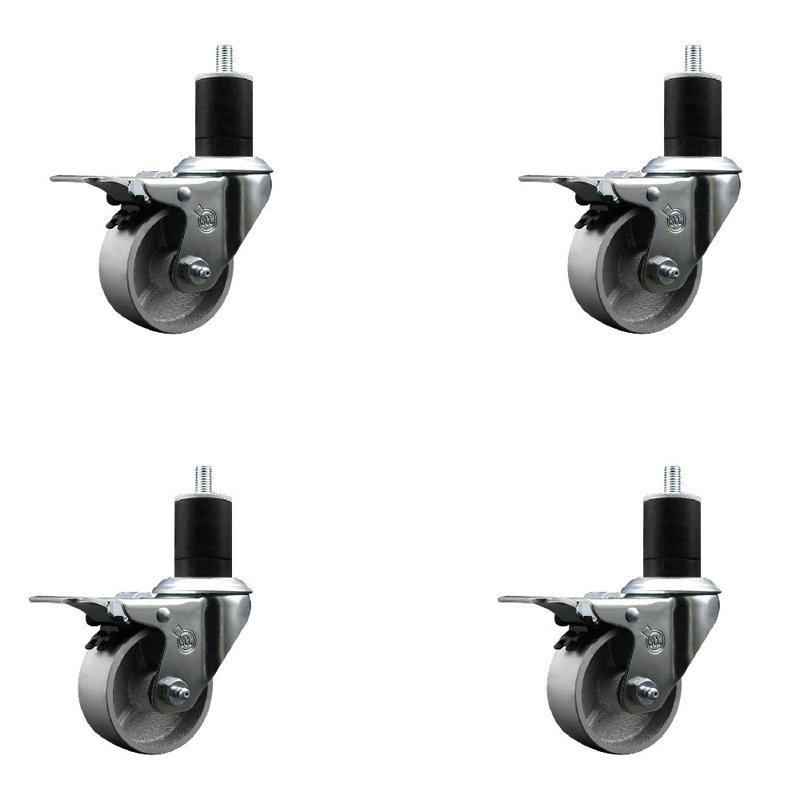 Ensemble de roulettes semi-pivotantes à tige extensible de 1-3 / 4 pouces