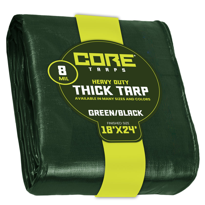 Bâche en polyéthylène robuste de 8 mil, imperméable, résistante aux rayons UV, Vert / noir, 25 ft. x 40 ft.