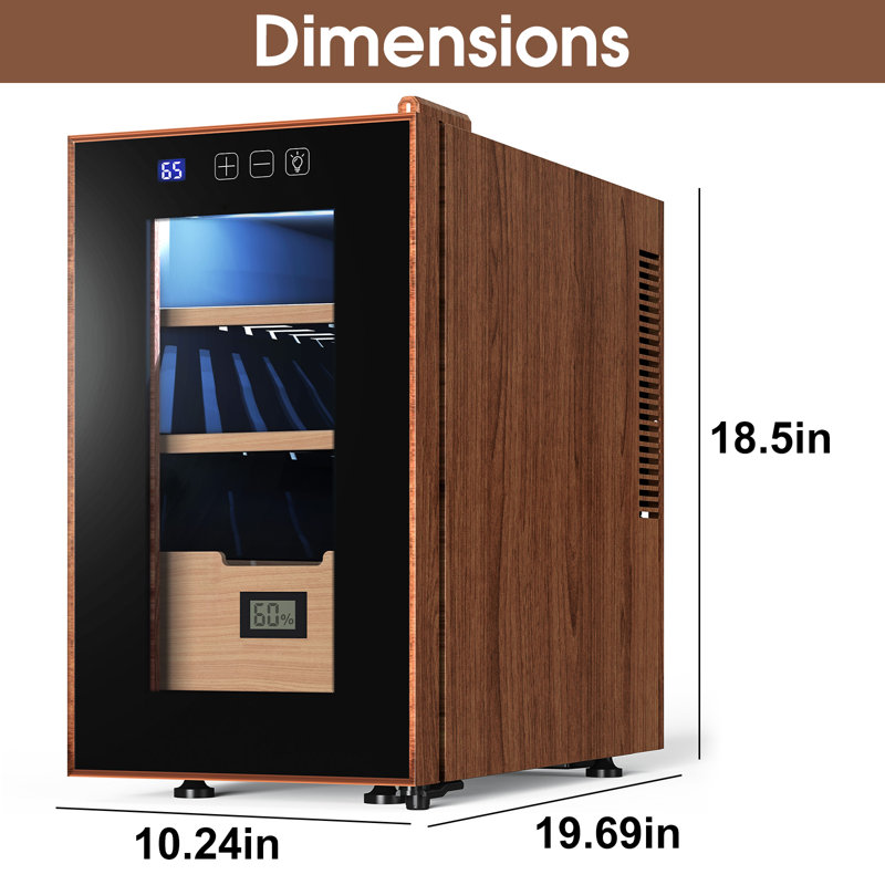 23L Spanish Cedar Wood Electric Cigar Humidor with Hygrometer