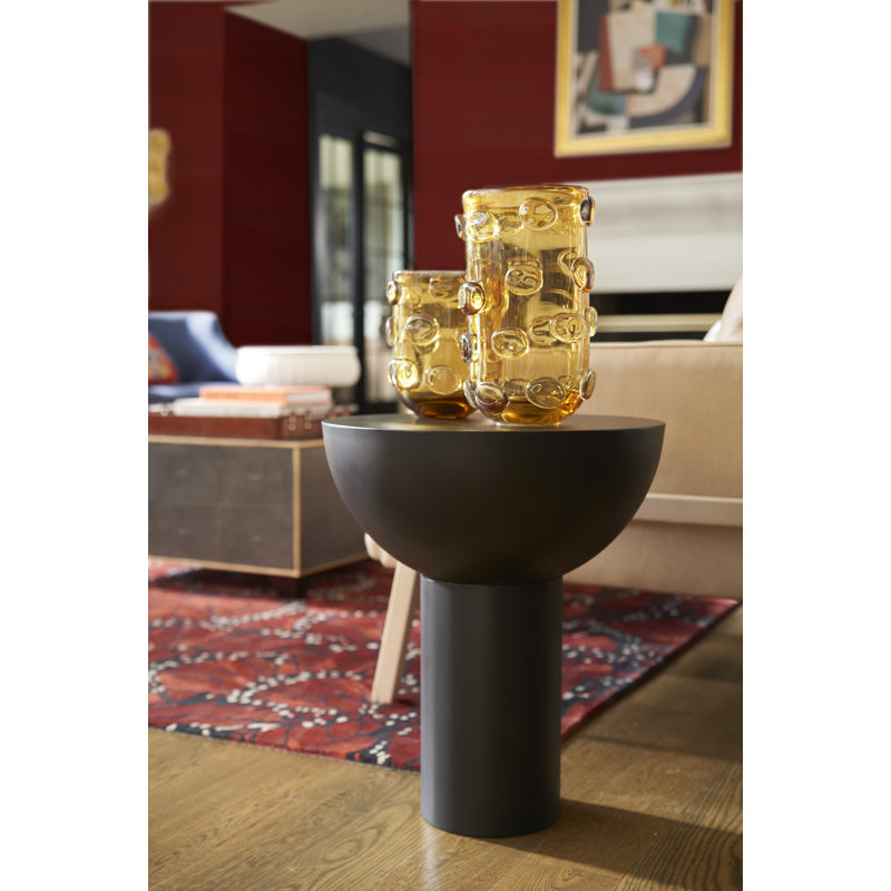 Rondelle Vase-Amber, 8" H x 6.5" W x 5.5" D
