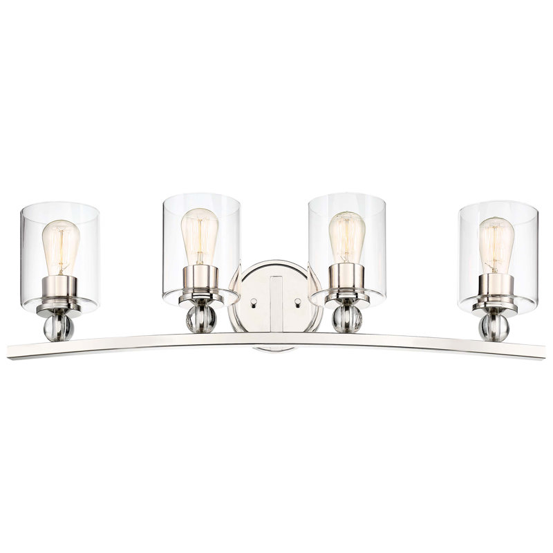 Ivy Bronx Friedman, nickel poli avec éclairage de meuble-lavabo transparent