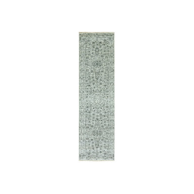 2'8" x 10'0" New Hand Knotted Ivory Wool Runner Oriental Rug - MOA10279683