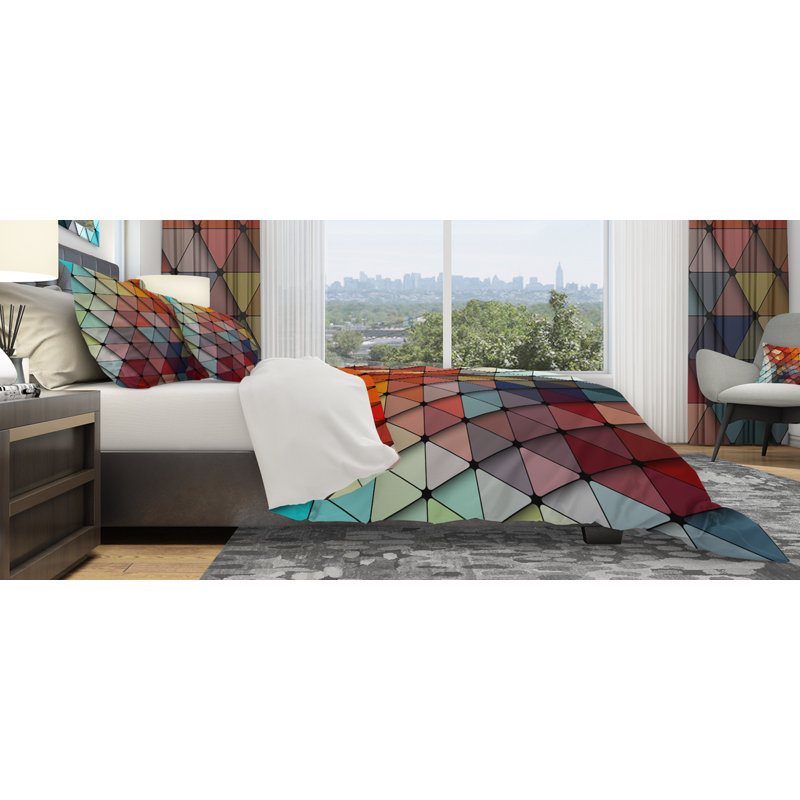 Ensemble de housse de couette à géométrie en losanges designart, Housse de couette grand + 2 taies décoratives