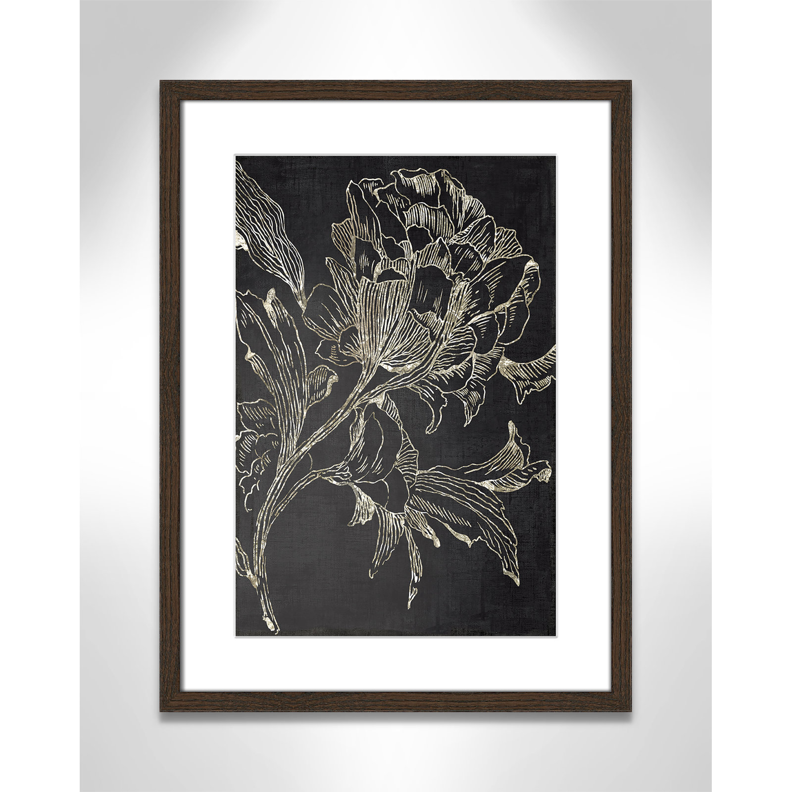 Clarendon "Golden Flower Folklore I" Print, 23" H x 17" W, Walnut Framed