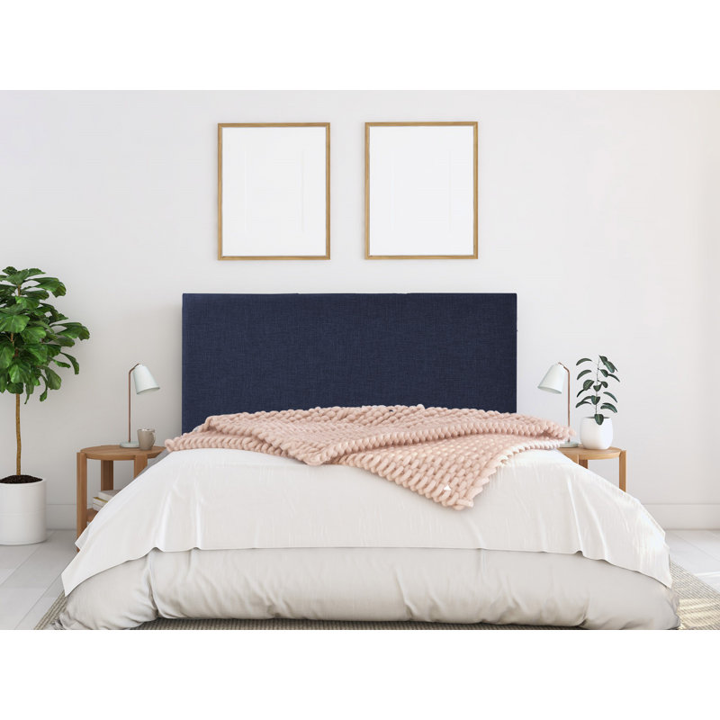Franda Upholstered Headboard, Double (4'6), Linoso Mid Blue