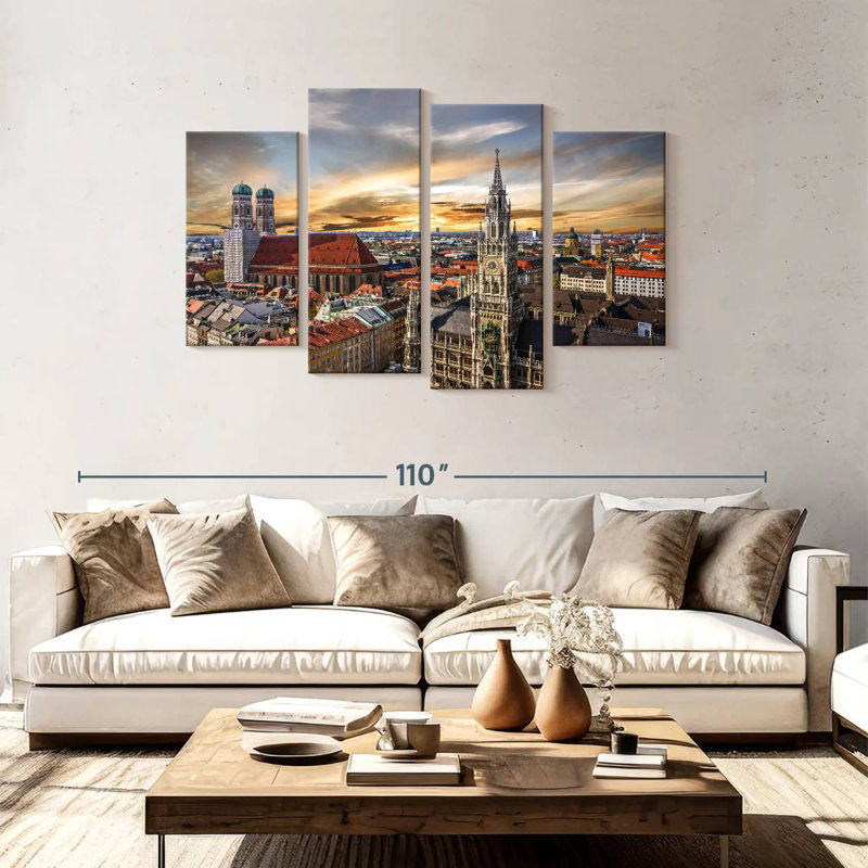 Munich city skyline Sireci, H 48 po x l 75 po