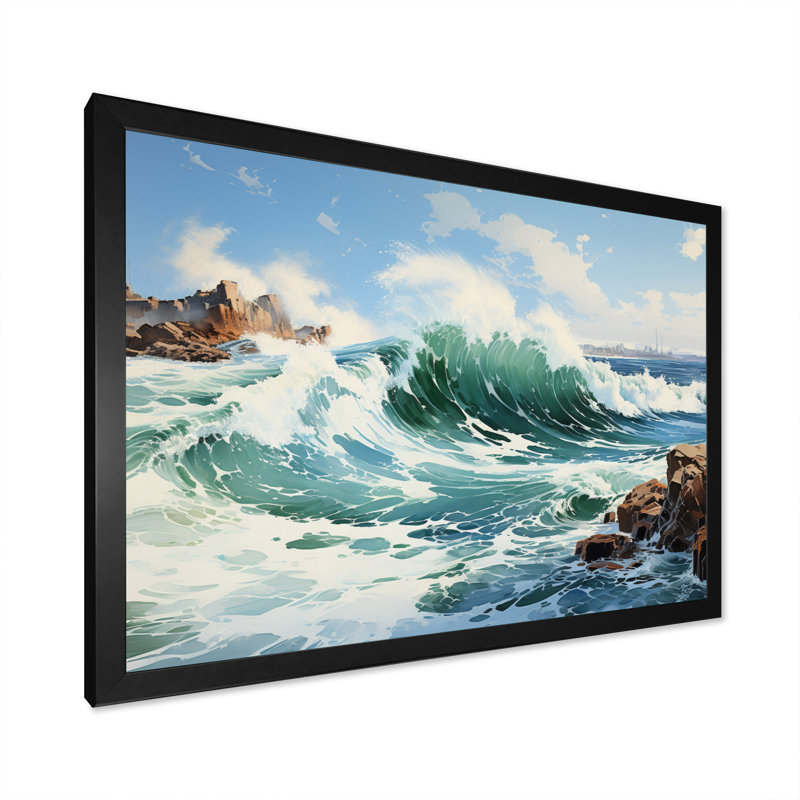Coastalocean Coastal Symphony II - Impression, Cadre simple noir, H 34 po x l 44 po x P 1,5 po