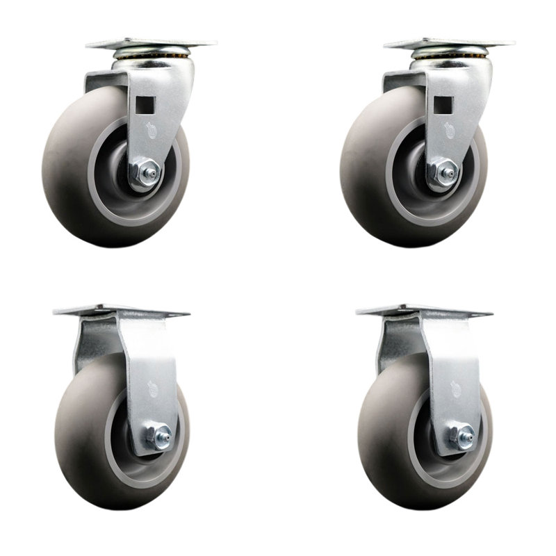4 Piece Thermoplastic Rubber Caster Set with Roller Bearing