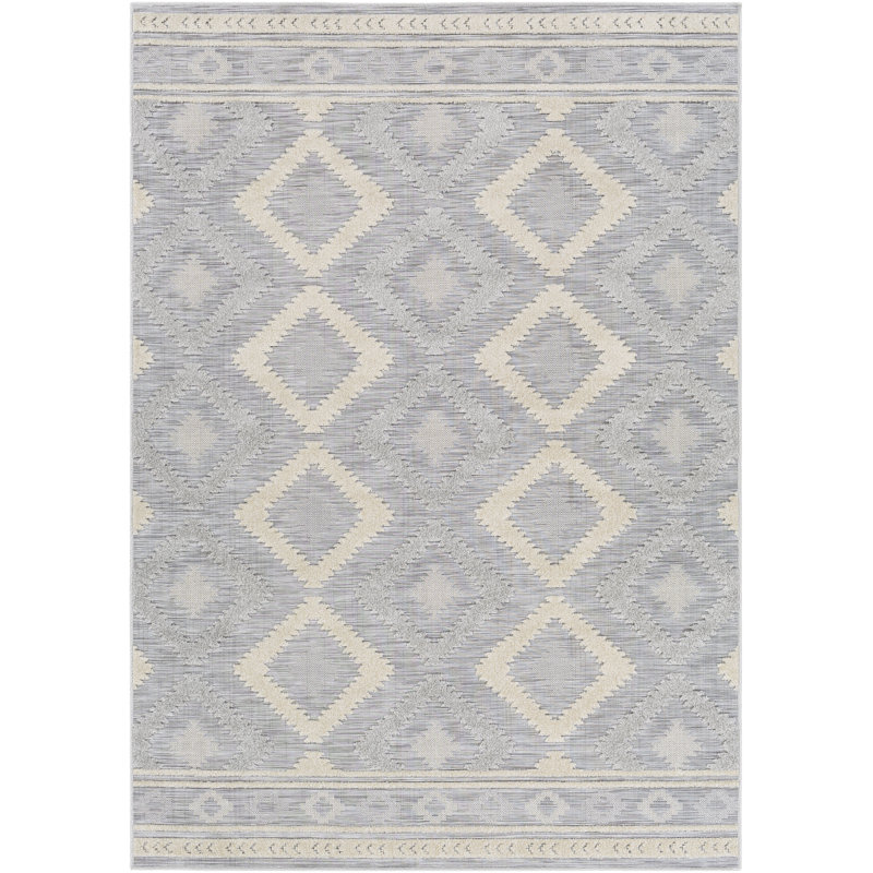 Tapis tissé à la machine gris/ivoire Carys, Rectangle 5 pi 3 po x 7 pi