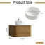 Ensemble de meuble-lavabo mural, lavabo flottant avec lavabo rond en céramique, ensemble de meuble-lavabo texturé en nid d'abeille pour petits espaces, peu encombrant-129230944-129456876-129456877