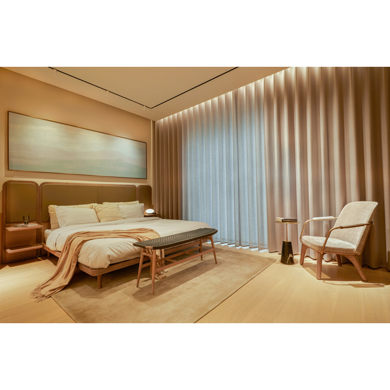 Freja Leather Dining Bench, Saddle Leather Nude, Natural Oak