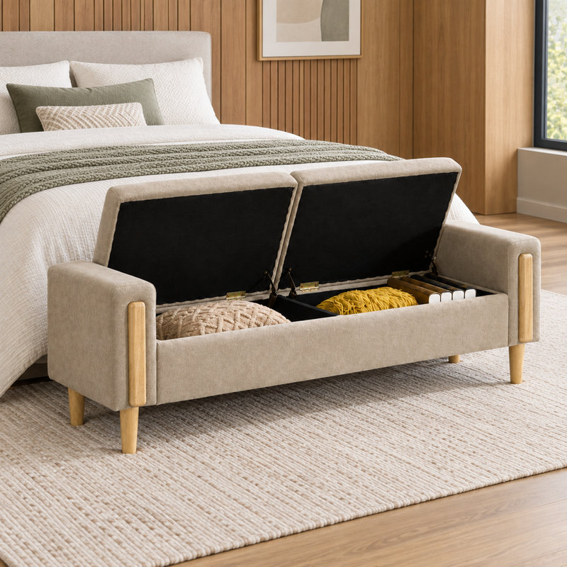 Banc de jour en chenille Greige