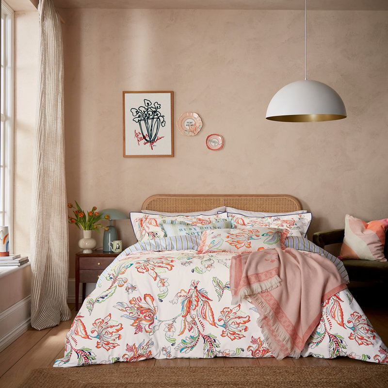 Signature Floral Cotton Cover Set, Double Duvet Cover  + 2 Pillowcases