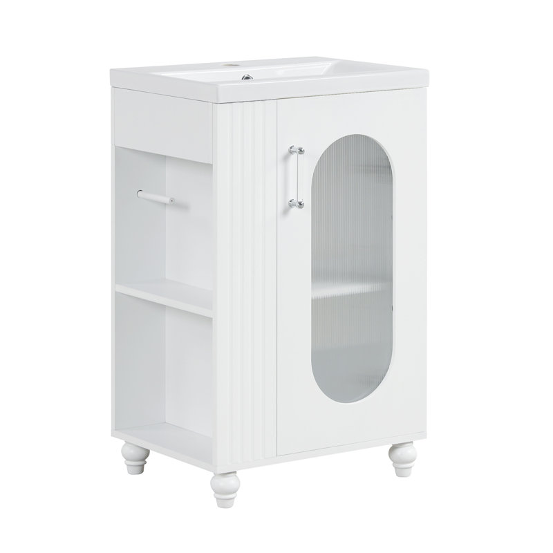 20" Single Bathroom Vanity with Ceramic Top, White